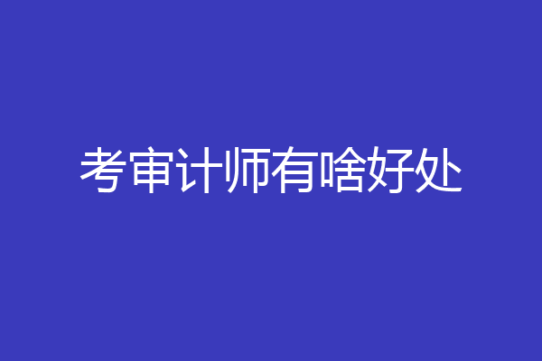 考审计师有啥好处