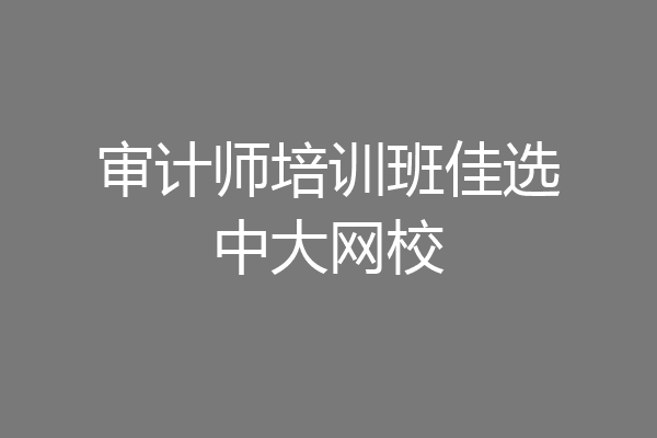 审计师培训班佳选中大网校