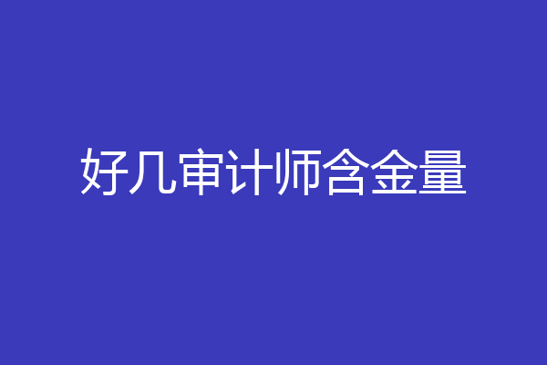 好几审计师含金量