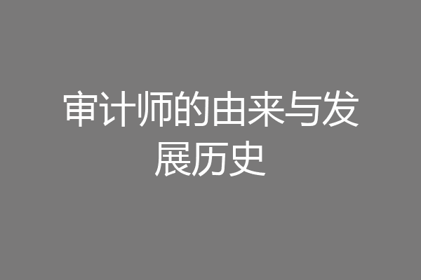 审计师的由来与发展历史