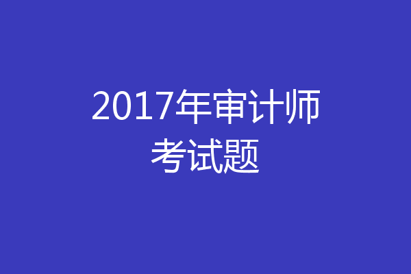 2017年审计师考试题