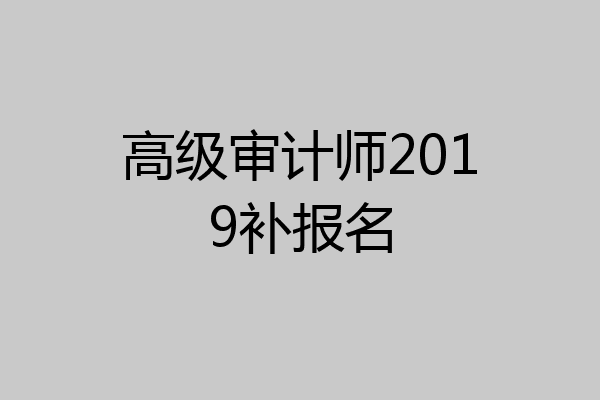 高级审计师2019补报名