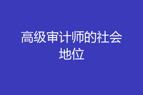 高级审计师的社会地位