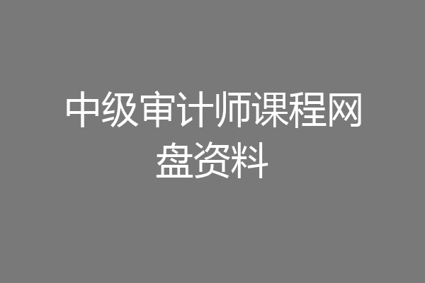 中级审计师课程网盘资料