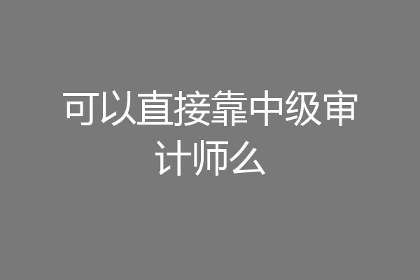 可以直接靠中级审计师么