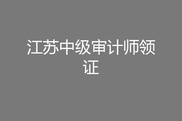 江苏中级审计师领证