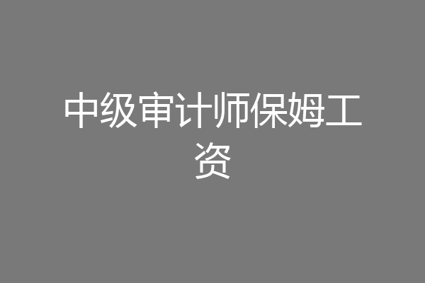中级审计师保姆工资