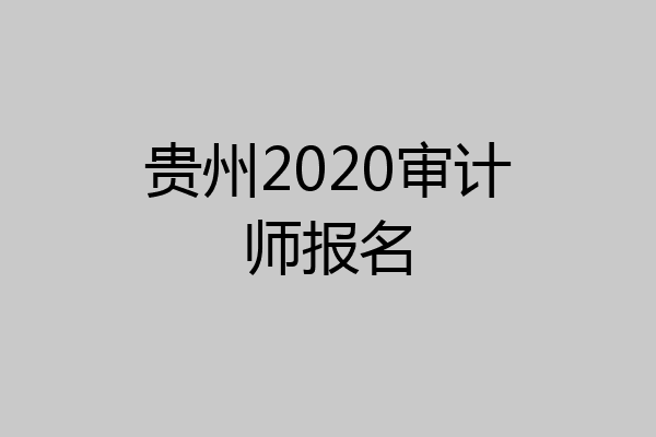 贵州2020审计师报名