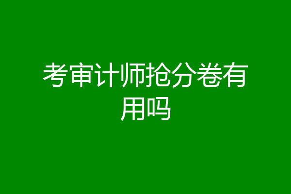 考审计师抢分卷有用吗