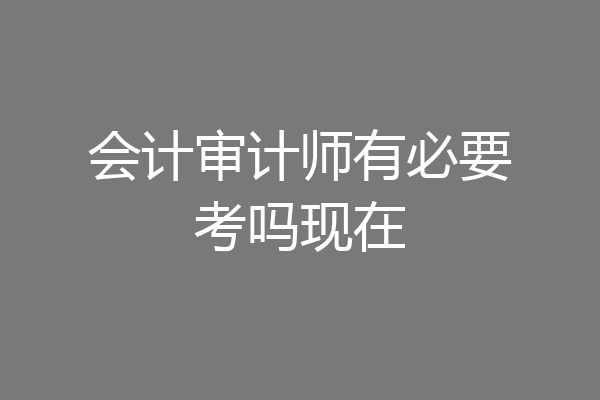 会计审计师有必要考吗现在