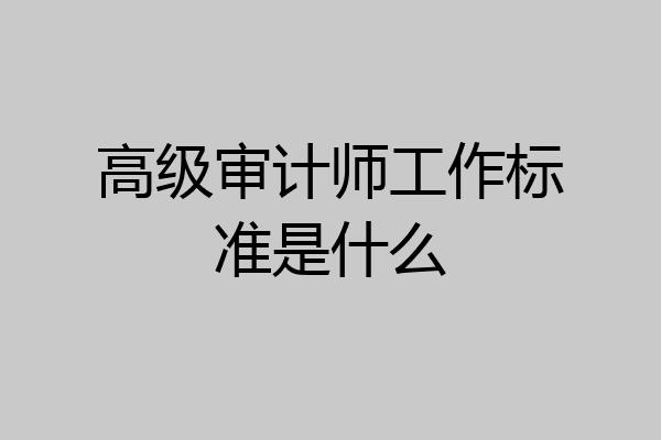 高级审计师工作标准是什么