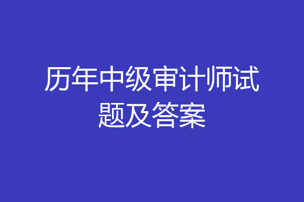 历年中级审计师试题及答案