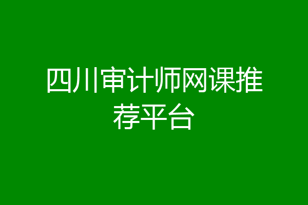 四川审计师网课推荐平台