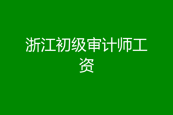 浙江初级审计师工资