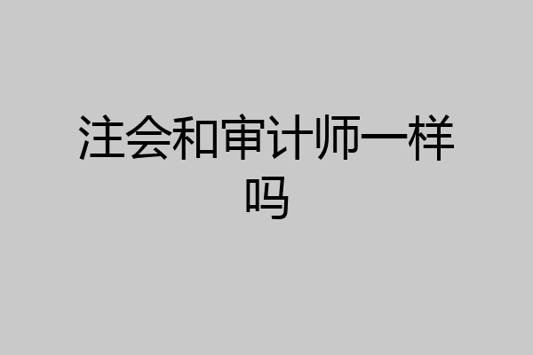 注会和审计师一样吗