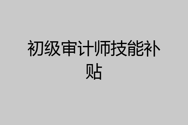 初级审计师技能补贴