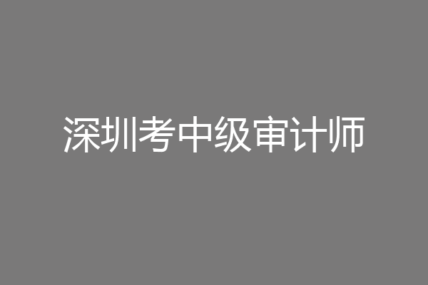 深圳考中级审计师