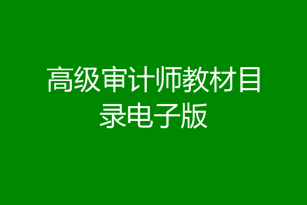 高级审计师教材目录电子版