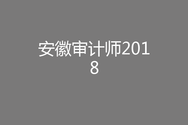 安徽审计师2018