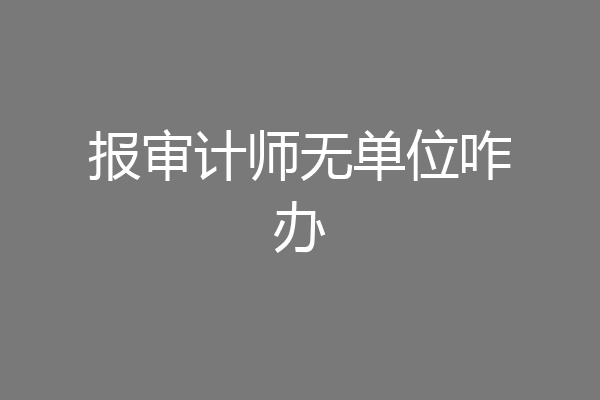 报审计师无单位咋办