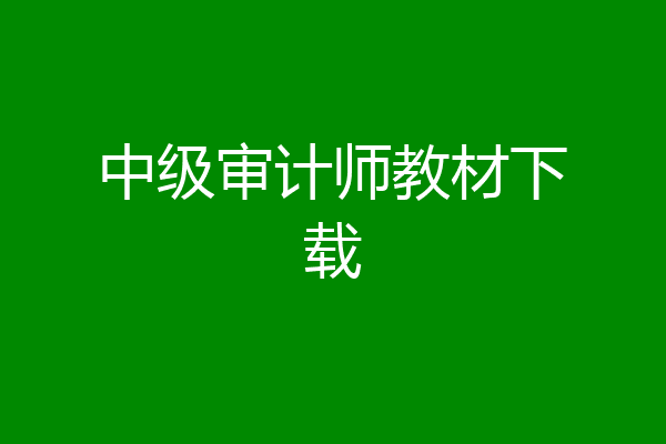 中级审计师教材下载