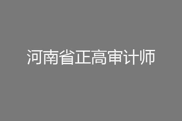 河南省正高审计师