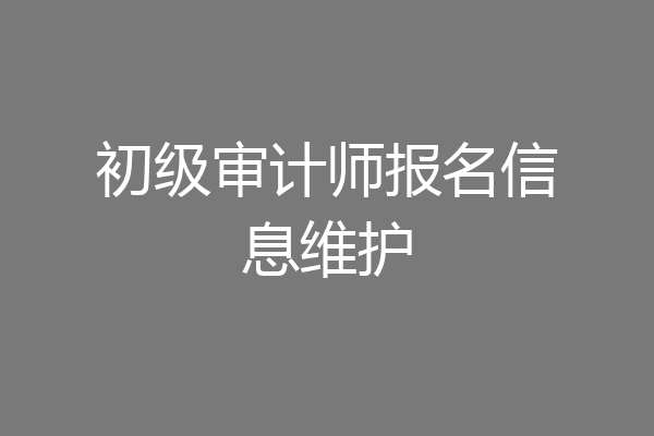 初级审计师报名信息维护