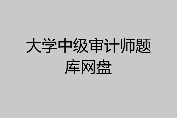 大学中级审计师题库网盘