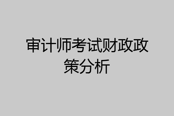 审计师考试财政政策分析