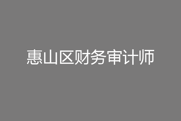 惠山区财务审计师