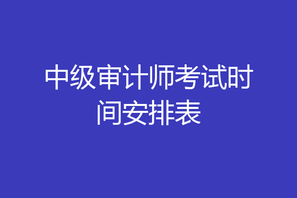 中级审计师考试时间安排表