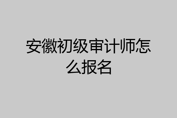 安徽初级审计师怎么报名