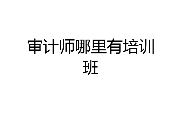 审计师哪里有培训班