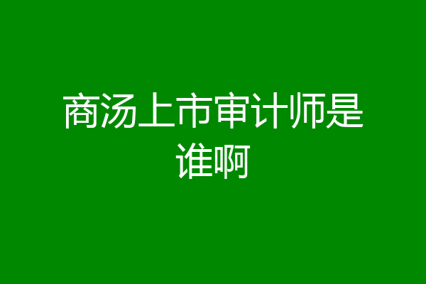 商汤上市审计师是谁啊