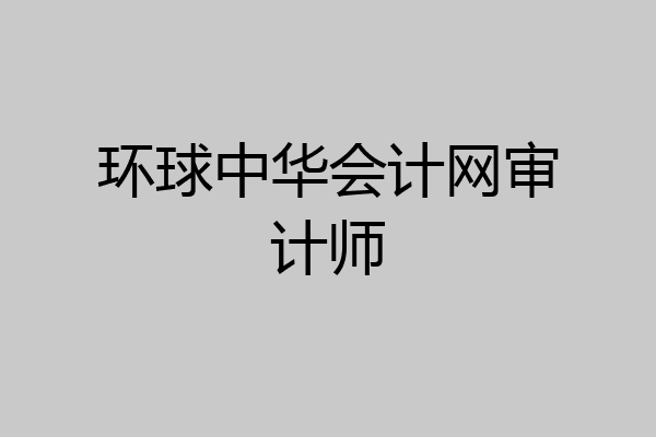 环球中华会计网审计师