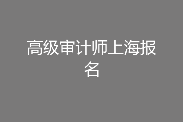 高级审计师上海报名