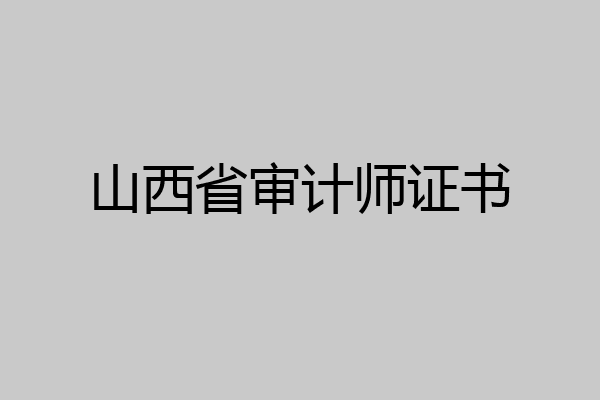 山西省审计师证书