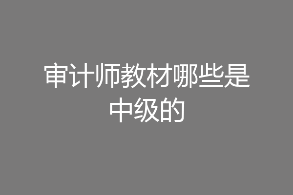 审计师教材哪些是中级的