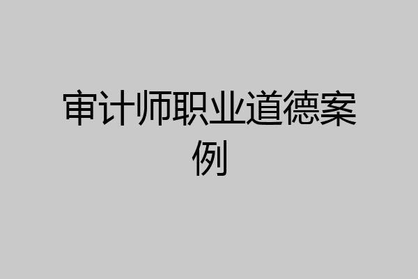 审计师职业道德案例