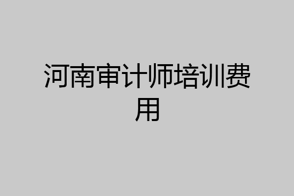 河南审计师培训费用
