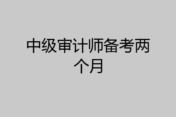 中级审计师备考两个月