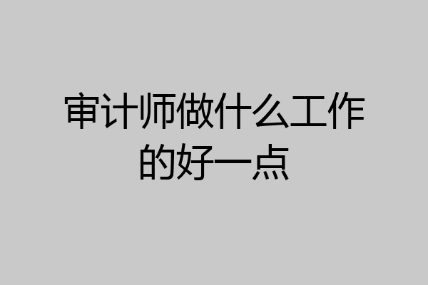 审计师做什么工作的好一点