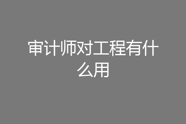审计师对工程有什么用