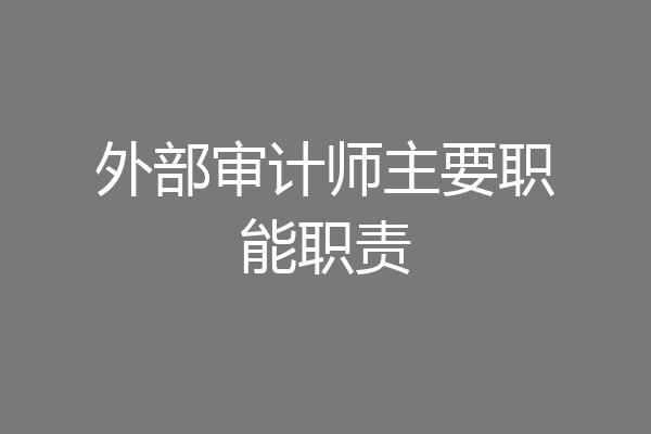 外部审计师主要职能职责