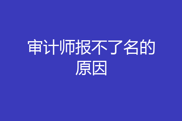 审计师报不了名的原因