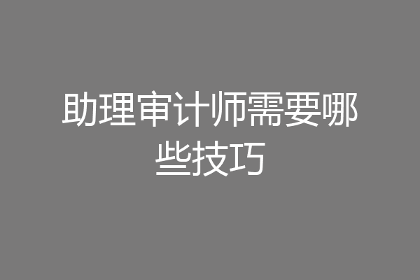 助理审计师需要哪些技巧
