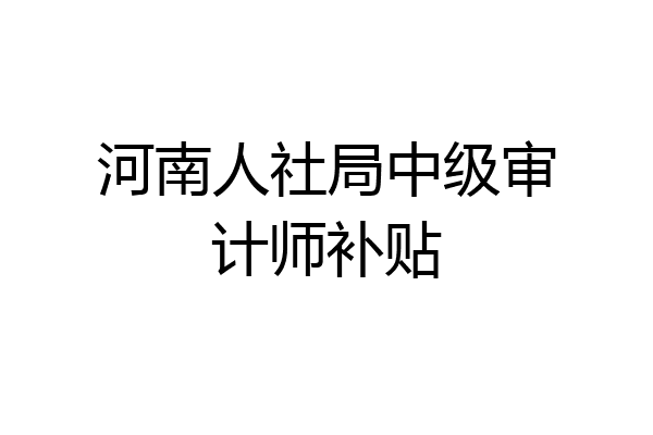 河南人社局中级审计师补贴