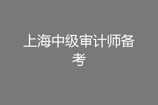 上海中级审计师备考