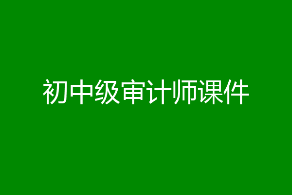 初中级审计师课件