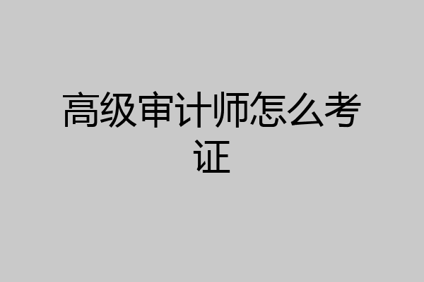 高级审计师怎么考证